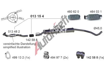 ERNST Střední tlumič výfuku Set ERN 013154, 013154 ERNST Střední tlumič výfuku Set ERN 013154, 013154