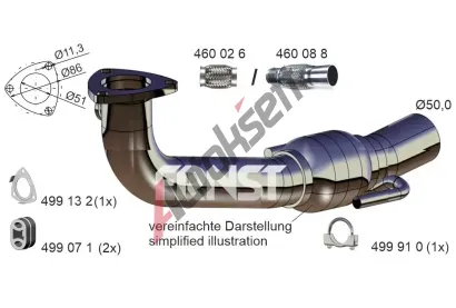 ERNST Výfuková trubka ERN 043441, 043441 ERNST Výfuková trubka ERN 043441, 043441