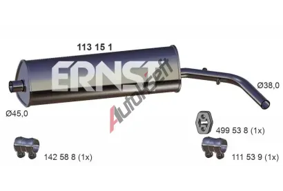 ERNST Střední tlumič výfuku ERN 113151, 113151 ERNST Střední tlumič výfuku ERN 113151, 113151