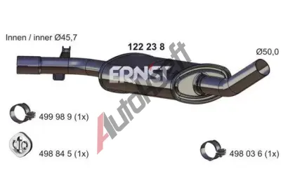 ERNST Střední tlumič výfuku ERN 122238, 122238  ERNST Střední tlumič výfuku ERN 122238, 122238