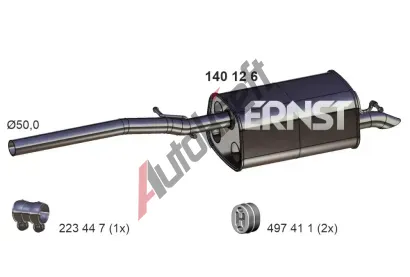 ERNST Zadní tlumič výfuku ERN 140126, 140126 ERNST Zadní tlumič výfuku ERN 140126, 140126