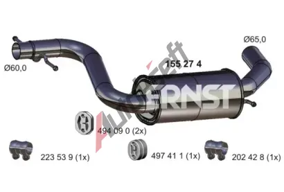 ERNST Střední tlumič výfuku ERN 155274, 155274 ERNST Střední tlumič výfuku ERN 155274, 155274