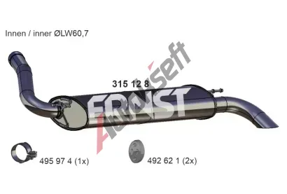 ERNST Zadní tlumič výfuku ERN 315128, 315128 ERNST Zadní tlumič výfuku ERN 315128, 315128