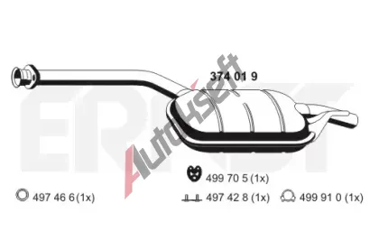 ERNST Střední tlumič výfuku ERN 374019, 374019 ERNST Střední tlumič výfuku ERN 374019, 374019