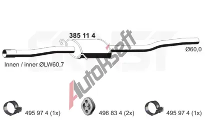ERNST Střední tlumič výfuku ERN 385114, 385114  ERNST Střední tlumič výfuku ERN 385114, 385114