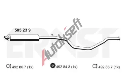 ERNST Střední tlumič výfuku ERN 505239, 505239 ERNST Střední tlumič výfuku ERN 505239, 505239
