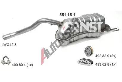 ERNST Zadní tlumič výfuku ERN 551151, 551151 ERNST Zadní tlumič výfuku ERN 551151, 551151