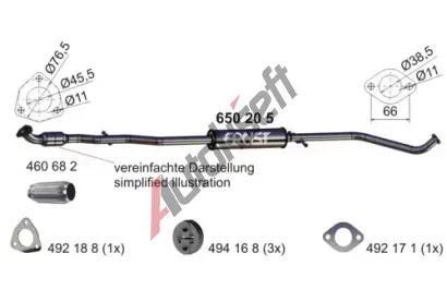 ERNST Střední tlumič výfuku ERN 650205, 650205 ERNST Střední tlumič výfuku ERN 650205, 650205
