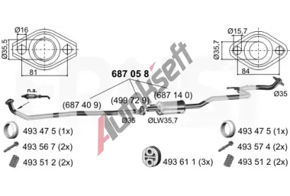 ERNST Střední tlumič výfuku Set ERN 687058, 687058 ERNST Střední tlumič výfuku Set ERN 687058, 687058