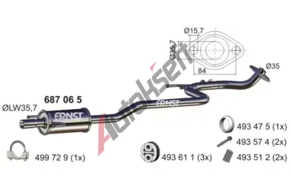 ERNST Střední tlumič výfuku ERN 687065, 687065 ERNST Střední tlumič výfuku ERN 687065, 687065