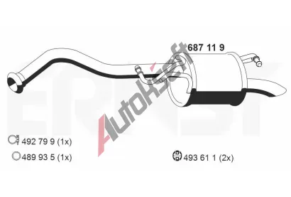 ERNST Zadní tlumič výfuku ERN 687119, 687119 ERNST Zadní tlumič výfuku ERN 687119, 687119