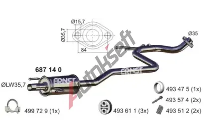 ERNST Střední tlumič výfuku ERN 687140, 687140 ERNST Střední tlumič výfuku ERN 687140, 687140