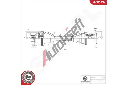 ESEN SKV Hnací hřídel ESN 40SKV079, 40SKV079 ESEN SKV Hnací hřídel ESN 40SKV079, 40SKV079