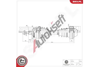 ESEN SKV Hnací hřídel ESN 40SKV099, 40SKV099 ESEN SKV Hnací hřídel ESN 40SKV099, 40SKV099