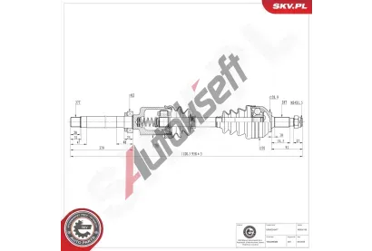 ESEN SKV Hnací hřídel ESN 40SKV190, 40SKV190 ESEN SKV Hnací hřídel ESN 40SKV190, 40SKV190