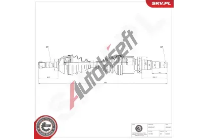 ESEN SKV Hnací hřídel ESN 40SKV362, 40SKV362 ESEN SKV Hnací hřídel ESN 40SKV362, 40SKV362