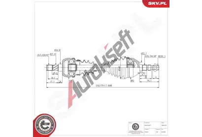 ESEN SKV Hnací hřídel ESN 40SKV370, 40SKV370 ESEN SKV Hnací hřídel ESN 40SKV370, 40SKV370