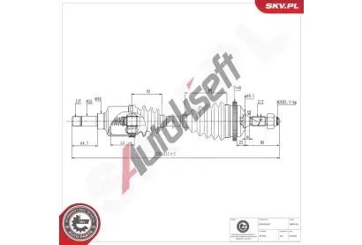 ESEN SKV Hnací hřídel ESN 40SKV392, 40SKV392 ESEN SKV Hnací hřídel ESN 40SKV392, 40SKV392