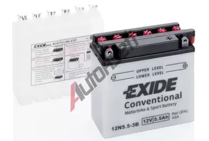 EXIDE 5,5Ah P, s.p. 45A, Bike Conventional, 12V, 135x60x130 EX 12N5,5-3B, 12N5,5-3B