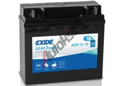 EXIDE 18Ah P, s.p. 250A, Bike Factory Sealed AGM, 12V, 181x77x167 EX AGM12-18, AGM12-18