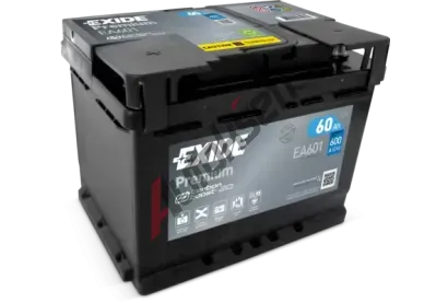 EXIDE 60Ah L, s.p. 600A, PREMIUM ***, 12V, 242x175x190 EX EA601, EA601