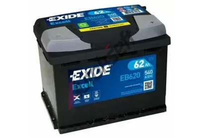 EXIDE 62Ah P, s.p. 540A, EXCELL **, 12V, 242x175x190 EX EB620, EB620