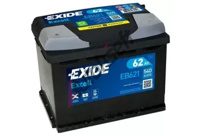 EXIDE 62Ah L, s.p. 540A, EXCELL **, 12V, 242x175x190 EX EB621, EB621