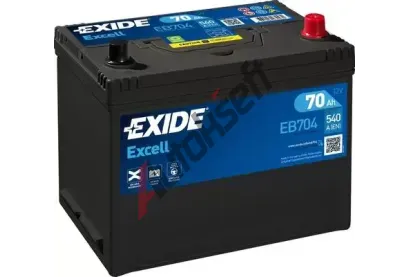 EXIDE 70Ah P, s.p. 540A, EXCELL **, 12V, 270x173x222 EX EB704, EB704