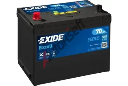 EXIDE 70Ah L, s.p. 540A, EXCELL **, 12V, 270x173x222 EX EB705, EB705