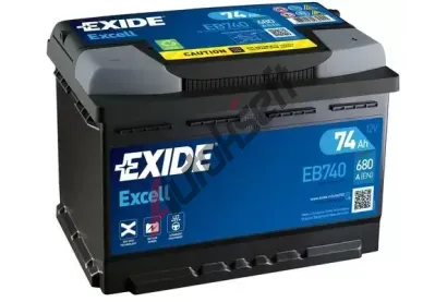 EXIDE 74Ah P, s.p. 680A, EXCELL **, 12V, 278x175x190 EX EB740, EB740