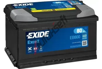 EXIDE 80Ah P, s.p. 640A, EXCELL **, 12V, 315x175x190 EX EB800, EB800