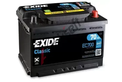 EXIDE 70Ah P, s.p. 640A, CLASSIC *, 12V, 278x175x190 EX EC700, EC700