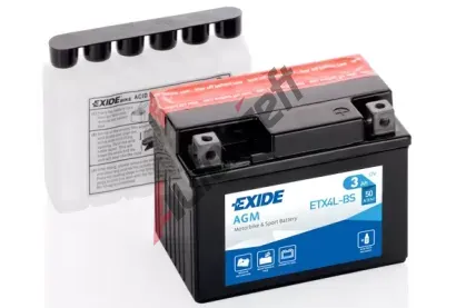 EXIDE 3Ah P, s.p. 50A, AGM, 12V, 113x70x85 EX ETX4L-BS, ETX4L-BS