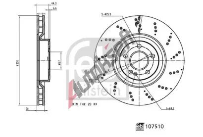 FEBI Brzdový kotouč - 350 mm FB 107510, 107510  FEBI Brzdový kotouč - 350 mm FB 107510, 107510