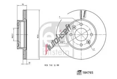 FEBI Brzdový kotouč - 241 mm FB 184765, 184765 FEBI Brzdový kotouč - 241 mm FB 184765, 184765