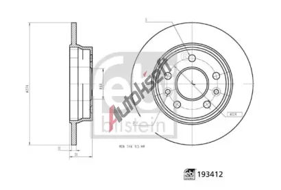FEBI Brzdový kotouč - 274 mm FB 193412, 193412 FEBI Brzdový kotouč - 274 mm FB 193412, 193412