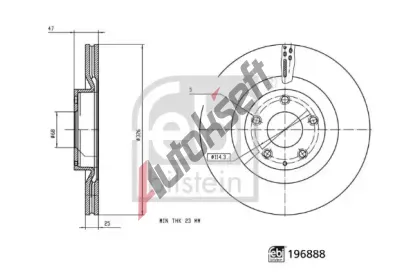 FEBI Brzdový kotouč - 326 mm FB 196888, 196888 FEBI Brzdový kotouč - 326 mm FB 196888, 196888