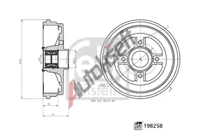 FEBI Brzdový buben FB 198258, 198258 FEBI Brzdový buben FB 198258, 198258