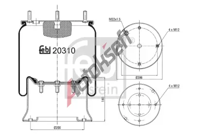 FEBI Měch - pneumatické odpružení FB 20310, 20310 FEBI Měch - pneumatické odpružení FB 20310, 20310