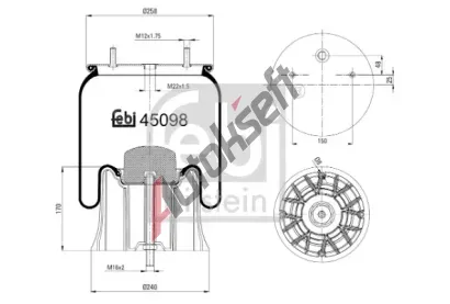 FEBI Měch pneumatického odpružení FB 45098, 45098 FEBI Měch pneumatického odpružení FB 45098, 45098