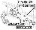 FEBEST Pst brzdovho tmenu FBS 0176-ADE150R, 0176-ADE150R