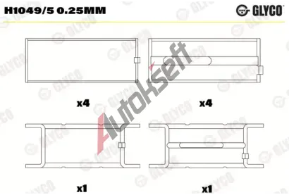 GLYCO Ložiska klikového hřídele GLC H1049/5 0.25mm, H1049/5 0.25mm GLYCO Ložiska klikového hřídele GLC H1049/5 0.25mm, H1049/5 0.25mm