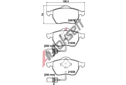 HELLA PAGID Sada brzdovch destiek HPG 8DB 355 008-411, 8DB 355 008-411