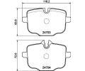 HELLA PAGID Sada brzdovch destiek HPG 8DB 355 014-361, 8DB 355 014-361