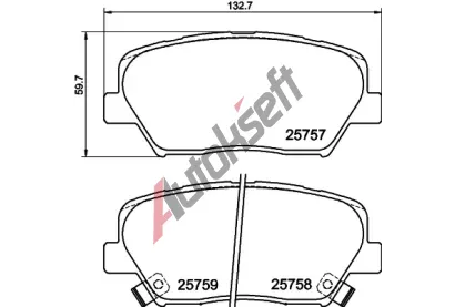 HELLA PAGID Sada brzdovch destiek HPG 8DB 355 025-911, 8DB 355 025-911