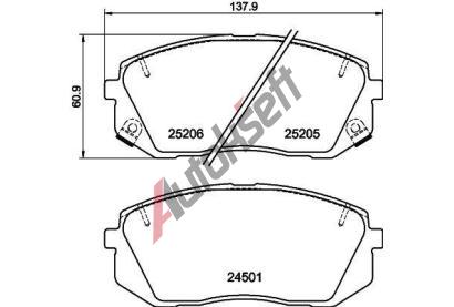 HELLA PAGID Sada brzdovch destiek HPG 8DB 355 025-981, 8DB 355 025-981