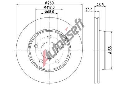 HELLA PAGID Brzdov kotou - 269 mm HPG 8DD 355 101-351, 8DD 355 101-351