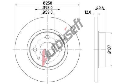 HELLA PAGID Brzdov kotou PRO - 258 mm HPG 8DD 355 101-621, 8DD 355 101-621