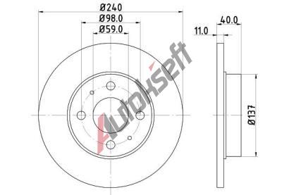HELLA PAGID Brzdov kotou PRO - 240 mm HPG 8DD 355 103-151, 8DD 355 103-151