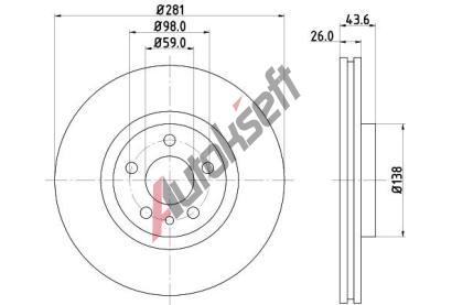 HELLA PAGID Brzdov kotou PRO - 281 mm HPG 8DD 355 104-451, 8DD 355 104-451